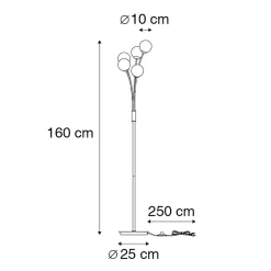Lampadaire moderne noir 5 lumières avec verre fumé - Athènes