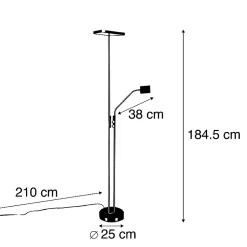 Lampadaire moderne noir avec LED et variateur d'intensité et liseuse - Jazzy