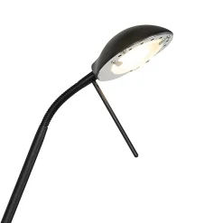 Lampadaire moderne noir avec liseuse avec LED à intensité variable et lumière chaude - Diva