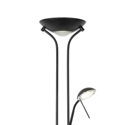 Lampadaire moderne noir avec liseuse avec LED à intensité variable et lumière chaude - Diva