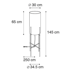 Lampadaire moderne noir avec abat-jour en velours gris - Rich