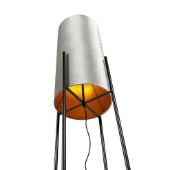 Lampadaire moderne noir avec abat-jour en velours gris - Rich