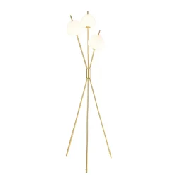 Lampadaire moderne trépied doré LED intégrée 157 cm - Olanta