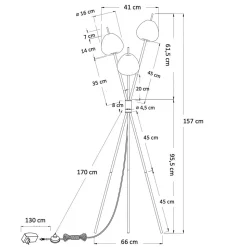 Lampadaire moderne trépied doré LED intégrée 157 cm - Olanta