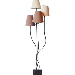 Lampadaire métal noir abat-jour tissu 4 points lumineux - Näve - Boho