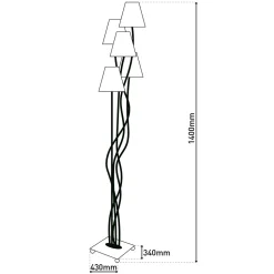 Lampadaire métal noir abat-jour tissu 4 points lumineux - Näve - Boho