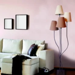 Lampadaire métal noir abat-jour tissu 4 points lumineux - Näve - Boho