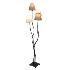 Lampadaire métal noir abat-jour tissu 4 points lumineux - Näve - Boho