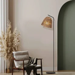 Lampadaire Ninetta Dunalux IP20 E27 40w couleur noir et naturel ⌀30 x h.157 cm