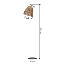 Lampadaire Ninetta Dunalux IP20 E27 40w couleur noir et naturel ⌀30 x h.157 cm