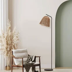 Lampadaire Ninetta Dunalux IP20 E27 40w couleur noir et naturel ⌀30 x h.157 cm