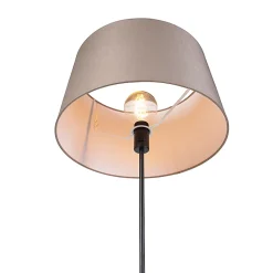 Lampadaire noir avec abat-jour en lin taupe 45 cm réglable - Parte
