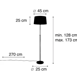 Lampadaire noir avec abat-jour en lin taupe 45 cm réglable - Parte