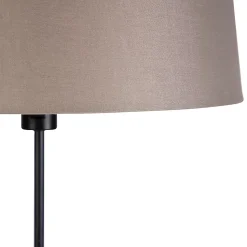 Lampadaire noir avec abat-jour en lin taupe 45 cm réglable - Parte