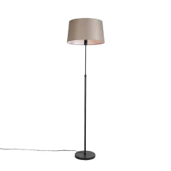 Lampadaire noir avec abat-jour en lin taupe 45 cm réglable - Parte
