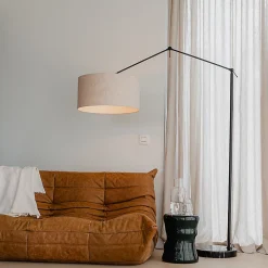 Lampadaire noir avec abat-jour gris clair 50 cm réglable - Editor