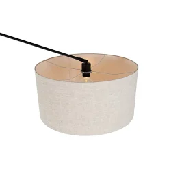 Lampadaire noir avec abat-jour gris clair 50 cm réglable - Editor