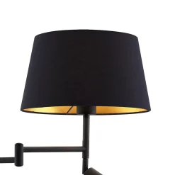 Lampadaire noir avec abat-jour noir et liseuse réglable - Ladas