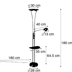 Lampadaire noir avec bras de lecture avec LED et port USB - Sevilla
