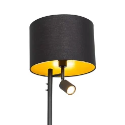 Lampadaire noir avec intérieur doré et liseuse - Jelena
