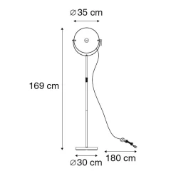 Lampadaire noir avec or 35 cm réglable - Magnax