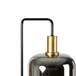 Lampadaire noir avec verre doré et fumé avec PUCC - Zuzanna