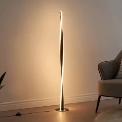 Lampadaire noir dimmable LED torsadé - Mazen