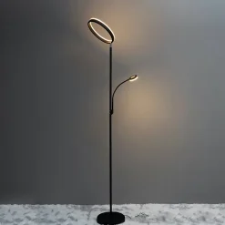 Lampadaire noir double éclairage LED - Pancho