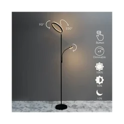 Lampadaire noir double éclairage LED - Pancho