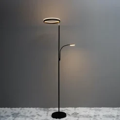 Lampadaire noir double éclairage LED - Pancho