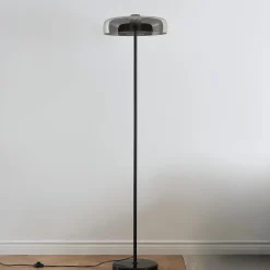 Lampadaire noir verre fumé contemporain 165 cm - Riccardo