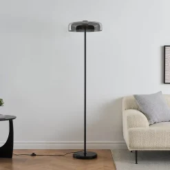 Lampadaire noir verre fumé contemporain 165 cm - Riccardo