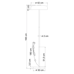 Lampadaire noir verre fumé contemporain 165 cm - Riccardo