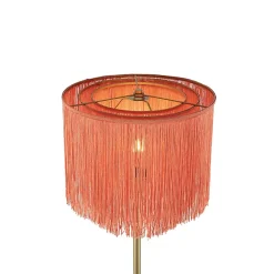 Lampadaire oriental doré avec abat-jour rose à franges - Franxa