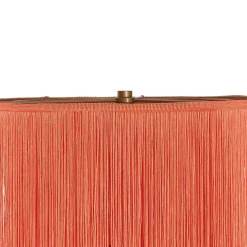 Lampadaire oriental doré avec abat-jour rose à franges - Franxa