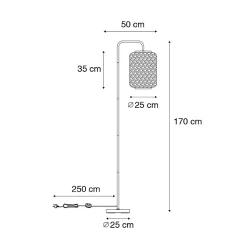Lampadaire oriental en bambou - Yvonne