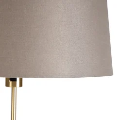 Lampadaire or/laiton avec abat-jour en lin taupe 45 cm - Parte