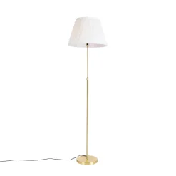 Lampadaire or/laiton avec abat-jour plissé crème 45 cm - Parte