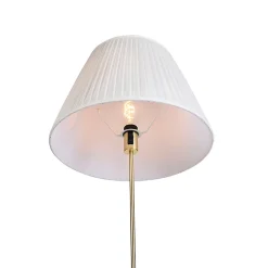Lampadaire or/laiton avec abat-jour plissé crème 45 cm - Parte