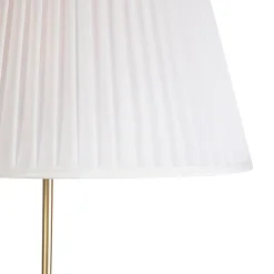 Lampadaire or/laiton avec abat-jour plissé crème 45 cm - Parte