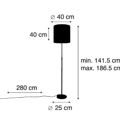 Lampadaire or/laiton avec abat-jour en velours paon 40/40 cm - Parte