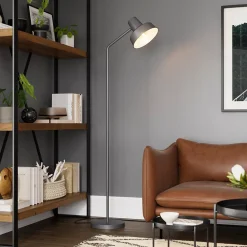 Lampadaire Orous E27 15W H.169,5xP.57cm gris foncé GoodHome