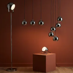 Lampadaire Roccheta GoodHome E27 argent brillant