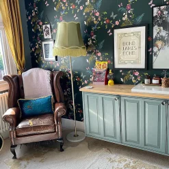 Lampadaire rétro en laiton avec abat-jour Granny vert 45 cm - Kaso