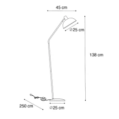 Lampadaire rétro jaune avec bronze - Milou