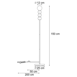Lampadaire rétro jaune moutarde avec verre mat - Fedde