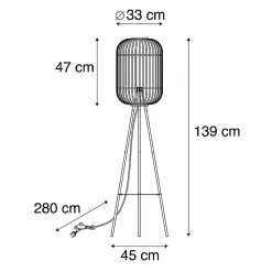Lampadaire rustique en rotin - Manille