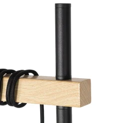 Lampadaire rustique noir avec bois 2 lumières - Chon