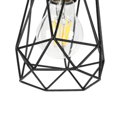 Lampadaire rustique noir avec bois 2 lumières avec abat-jour - Dami Frame