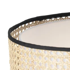 Lampadaire rustique noir avec abat-jour en rotin - Kata